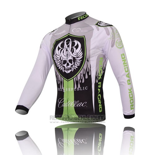 2013 Fahrradbekleidung Rock Racing Shwarz und Grun Trikot Langarm und Tragerhose